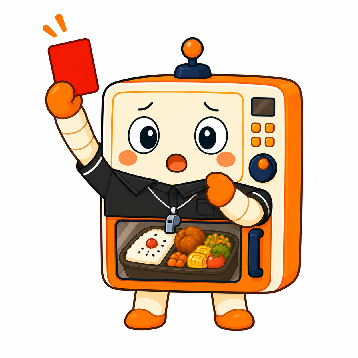 レッドカードを掲げるレンチンくん