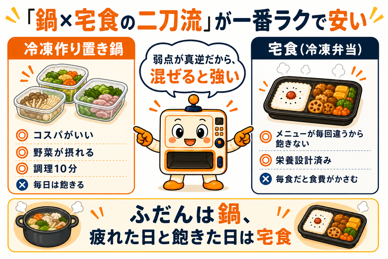 鍋と宅配食の二刀流が一番ラクで安い